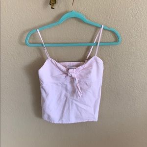 Brandy Melville baby pink tie front top